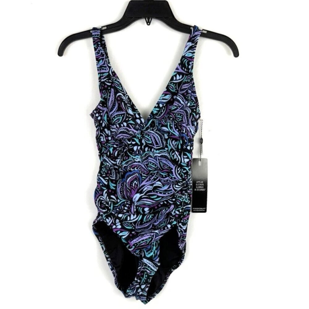 Magicsuit Women’s Blue/Purple Slimming One Piece Swimsuit Size 8